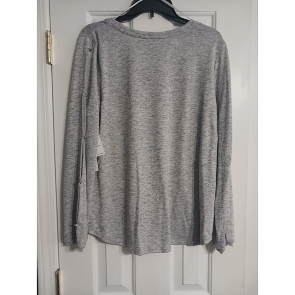 NWT Women's Liz Claiborne Long Sleeve V-Neck Cold Shoulder Top Blouse Size L... - Picture 5 of 6